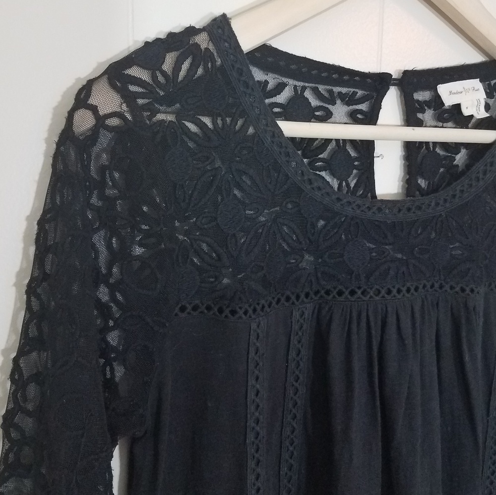 Meadow Rue Black Lace Inset Top - Picture 4 of 6